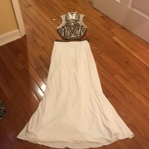 FAViANA White with Beaded 2 Piece Gown Dry Cleaned